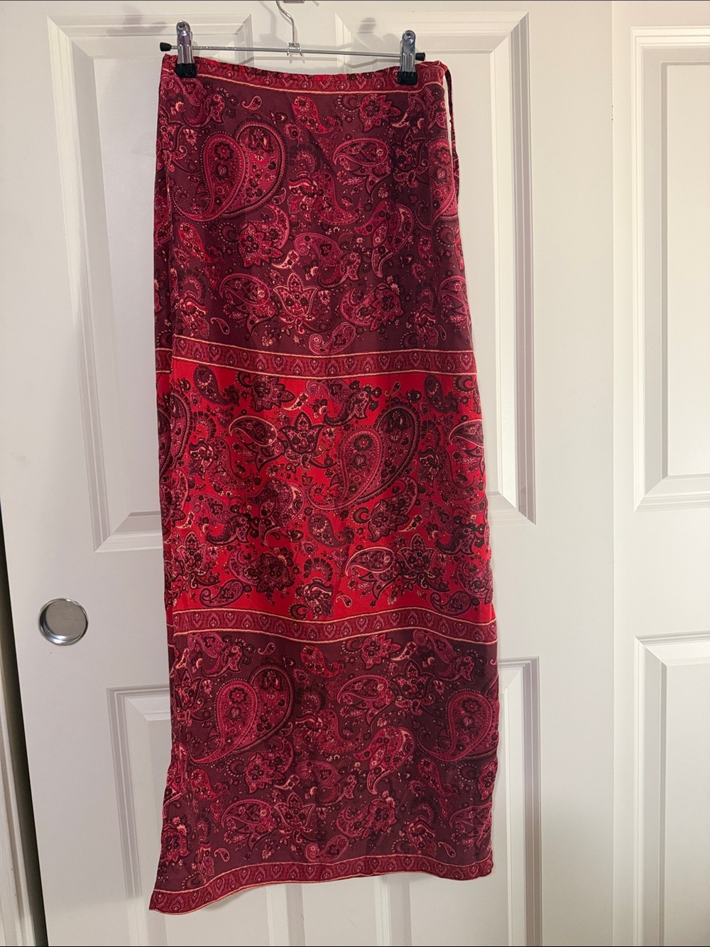 Express Red Paisley Wrap Maxi Skirt